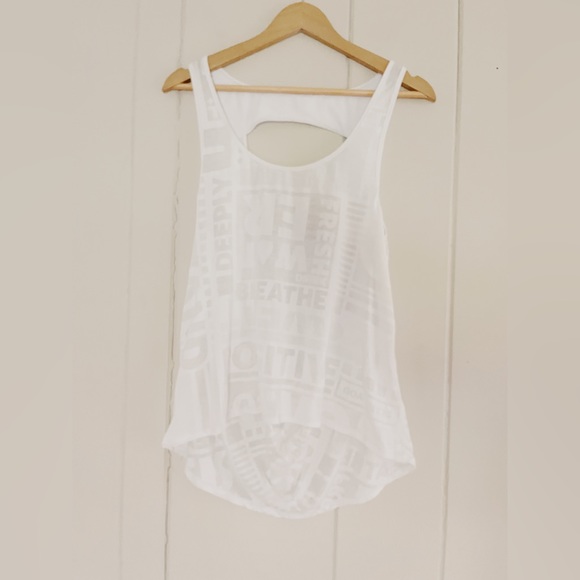 Lululemon Next To Nothing Tank Exploded Manifesto Pop Block Burnout White Sz 8 - Picture 3 of 7